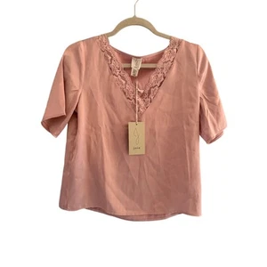 Top de encaje sedoso rosa Joie talla XS nuevo con etiquetas - Imagen 1 de 4