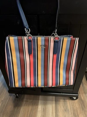 GUESS Factory Women's Rossdale Striped Carryall   - Image 1 of 4
