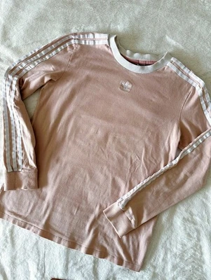 Adidas Blush Pink Classic 3-Stripe Long Sleeve Top - Image 1 of 4