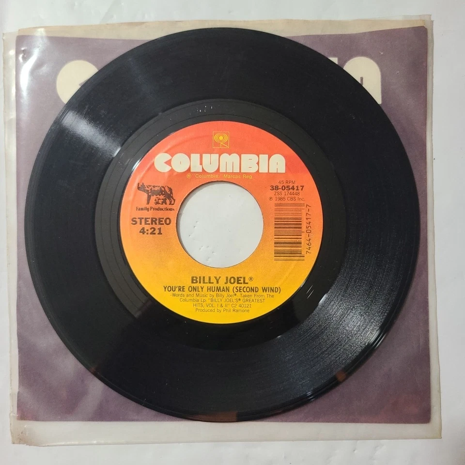 Billy Joel ~ You're Only Human/ Surprises ~ Columbia 45 RPM Record Foto 1 de 4