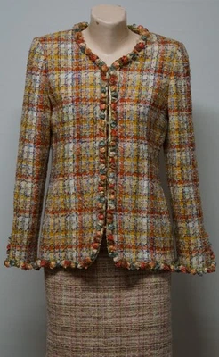 Giacca blazer vintage Isabelle Allard boucle multicolore da donna taglia M - Immagine 1 di 4