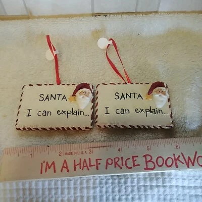 2 Adornos de Navidad Papá Noel puedo explicar - también magnéticos - Resina Foto 1 de 2