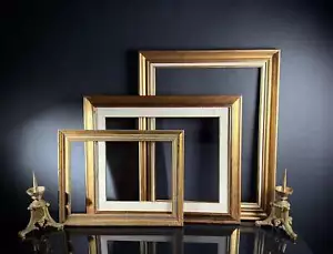 Set of 3 Large Classic Vintage French Wood Picture Frames – White / Gold - Picture 1 of 10