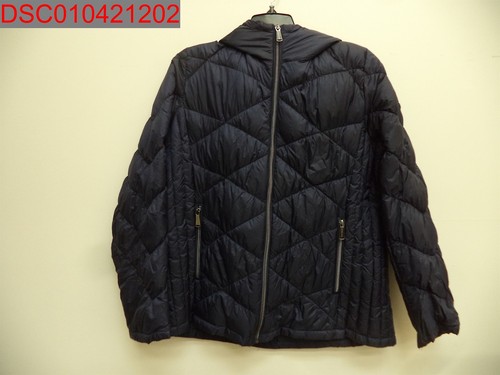 Nuovo con etichette Michael Kors Giubbotto donna piumino d'oca confezionabile blu navy taglia XL