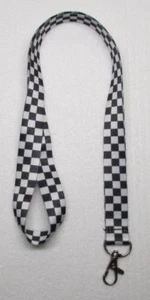 Negro Blanco CHECKER Bandera CORDÓN LLAVERO Anillo Llavero Soporte de identificación NUEVO - Imagen 1 de 3