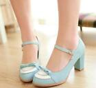 Womens Mary Jane high Chunky Heel Wedding Pumps office party Shoes
