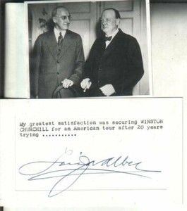 Louis John Alber Autographed Card Professional Lecturer & Manager / Churchill 