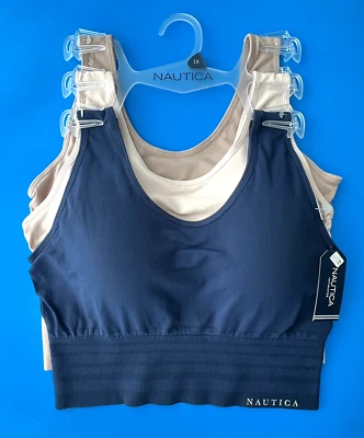 NAUTICA 3 PK BRAS 1X,2X,3X NT8487 SUPER SOFT LOUNGE COMFORT SEAMLESS LONGLINE - Image 1 of 4