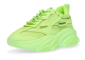 Steve Madden 7 Possession Lime Fashion Lace Up Boyfriend Chunky Platform Sneaker - Picture 1 of 5