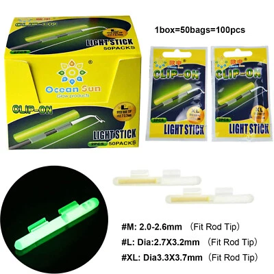 100 piezas palos brillantes con punta de caña de pescar de varios tamaños para aventuras flotadores nocturnos brillantes  Foto 1 de 4