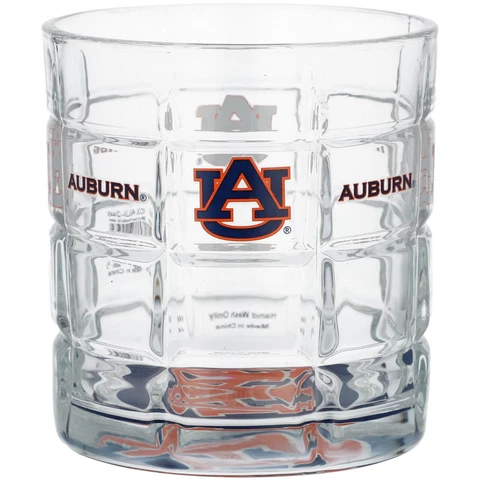 Auburn Tigers NCAA Bottoms Up Squared Whisky Rocks Glass 10 oz Cover