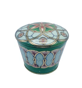 Meister Round Vintage Tin Art Deco Mandala Floral Made in Brazil Gift Multicolor - Picture 1 of 11
