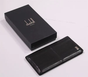 Dunhill London Black Leather Long Bifold Wallet Made in Italy Gift Box - Picture 1 of 9