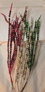 Antiguo DE COLECCIÓN VIDRIO MERCURIO NAVIDAD FLORISTERÍA ELIGE ADORNOS Rojo Verde Plata  - Imagen 1 de 14