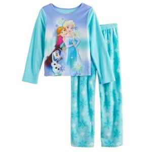 DISNEY FROZEN ANNA, ELSA & OLAF Fleece Pajamas Sleepwear NWT Girls Size 4 - Picture 1 of 1