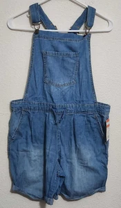 Cat & Jack Girls Size 14-16 Denim Blue Jeans Overall Shorts - Picture 1 of 3