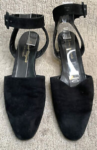 Robert Clergerie Black Suede Shoes US 9.5 Ankle Strap Pumps Paris