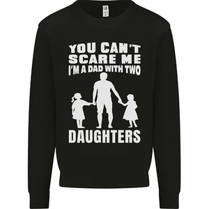 Dad With Two Daughters Funny Fathers Day Mens Sweatshirt Jumper - Picture 1 of 31