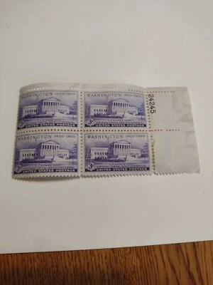 US  #991.  Plate block of 4,  3¢. WASHINGTON U.S. SUPREME COURT  - Image 1 of 2