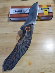 TIMBER WOLF FOLDING POCKET KNIFE ORANGE AND BLACK - Picture 1 of 3