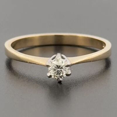 9ct Yellow Gold 0.15ct Diamond Solitaire Ring Size M 1/2 Hallmarked - Image 1 of 4
