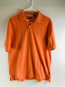 IZOD Polo Shirt, Men's Size Large, Orange 1/4 Button Up Collared Short Sleeve
