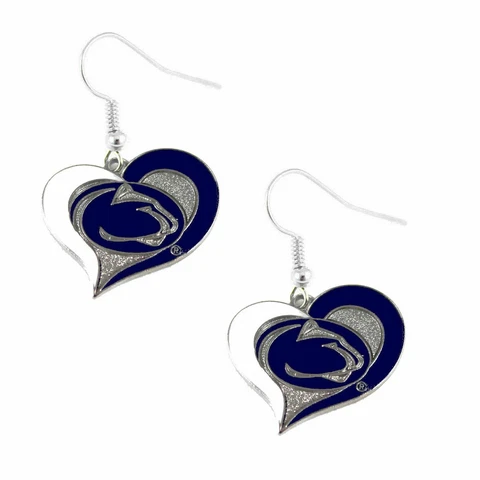 Penn State Nittany Lions Earrings Swirl Heart Dangle Logo Charm Cover