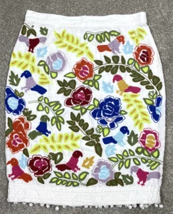 Anthropologie Moulinette Soeurs gonna ricamata pom nappe taglia 8 - Foto 1 di 12