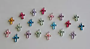 Ornamenti Croce Micro Misti Natale Sfaccettati Plastica 22mm 7/8" 20pz - Foto 1 di 2