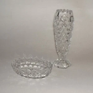 Fostoria American Clear 6 Inch Cupped Vase Small Oval Trinket Dish - Picture 1 of 4