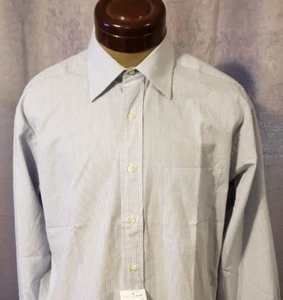 Tommy Hilfiger Long Sleeve Button-Up Dress Shirt - White & Blue Check Pattern - Picture 1 of 6
