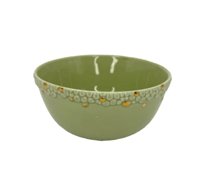 Tigela L'OBJET Haas Mojave verde e dourada 5,5" – Mesa de luxo de porcelana artesanal - Imagem 1 de 4