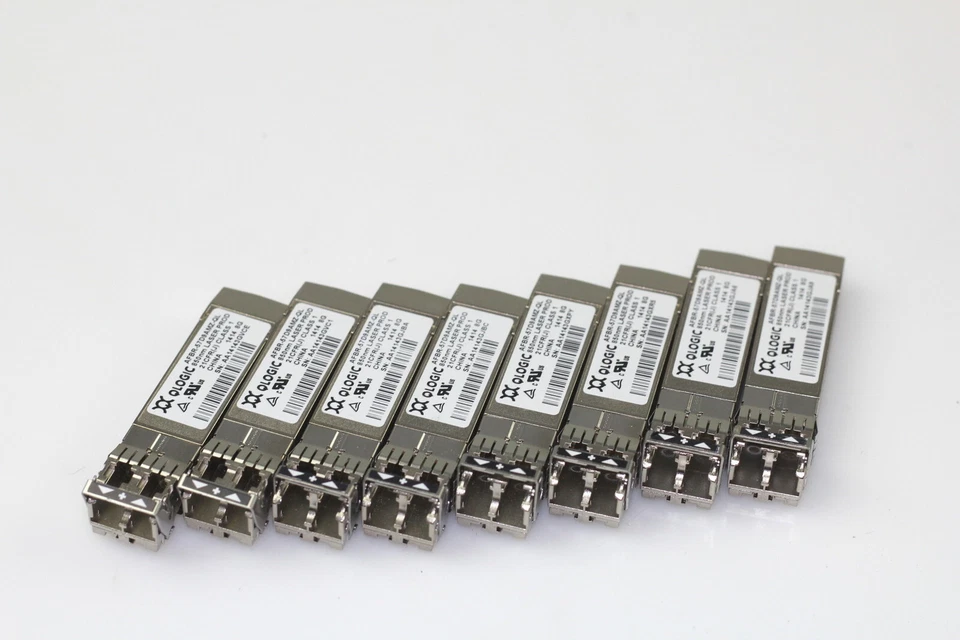Lot of 10 QLOGIC AFBR-57D9AMZ-QL 8GB Fibre Channel SFP 850nm Transceiver - Image 1 of 3