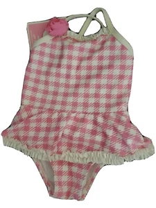 Rosa und weiß karierter Baby Badeanzug NEU, 12 Monate Größe, Schwimmen, Pool - Bild 1 von 3