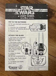 Rare Vintage 1977 Kenner STAR WARS Lightsaber Inflatable Sword Instructions 70s - Picture 1 of 5