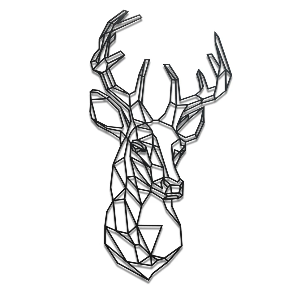 Wanddeko Metall Wandbild Metallbild Geometrische Wandkunst Hirschkopf 74x40cm - Bild 1 von 1