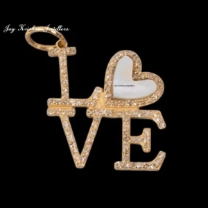 925 Silver Initial Letter LOVE Charms, White Pearl Birthday Gold Vermal Pendant - Picture 1 of 4