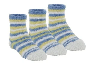 World's Softest Youth Cozy Crew Ages 4-7 or 8-12 Blue Stripe 3 Pair Pack - Picture 1 of 1