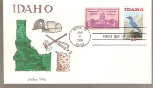 SCOTT# 2439, IDAHO STATEHOOD FDC, JOHN IKE ARTIST SIGNED - Picture 1 of 1