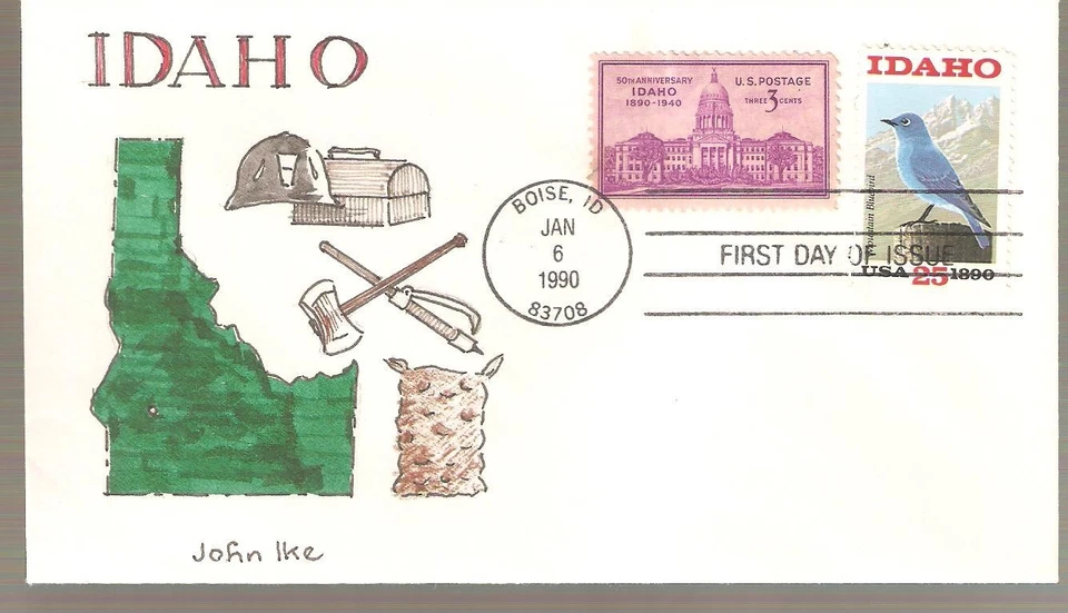 SCOTT# 2439, IDAHO STATEHOOD FDC, JOHN IKE ARTIST SIGNED - Image 1 of 1