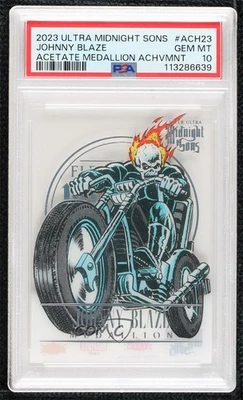 2023 Fleer Ultra Midnight Sons Medallions Acetate Johnny Blaze PSA 10 GEM MT i1f - Image 1 of 3