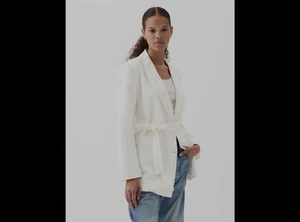 Gap Womens Linen Cotton Blend Blazer With Belt In New Off White XL Tall - Bild 1 von 11