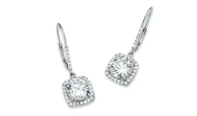 3Ct Round Lab Created Diamond Women's Drop Dangle Earring 14K White Gold Plated - Image 1 of 4