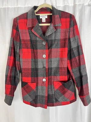 PENDLETON the 49ER plaid retro jacket red gray womens size medium - Image 1 of 4