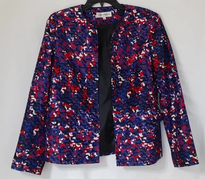 Chaqueta para mujer EVAN-PICONE roja azul blanca frente abierto talla 8 artística Foto 1 de 4
