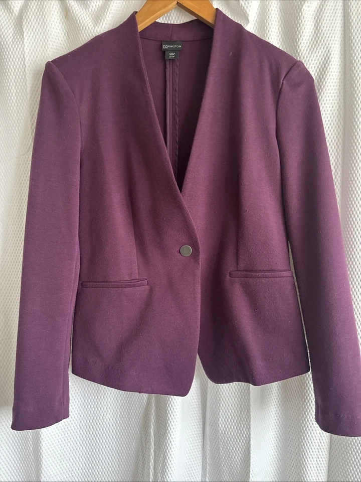 Blazer Covinton Mujer Púrpura Blanco Paquetes Manga Larga Botón Delantero .M Pequeño Foto 1 de 4