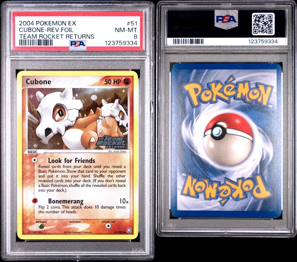 2004 Pokémon EX Team Rocket Returns 51 Cubone Reverse PSA 8 NM-MT - Image 1 of 3