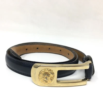 Anne Klein for Calderon Skinny Belt Womens Size M Medium Blue Leather Logo VTG - Image 1 of 4