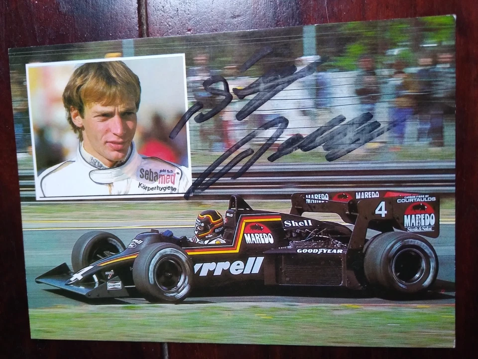 Autogrammkarte von Formel 1 Rennfahrer Stefan Bellof handsigniert - Bild 1 von 2