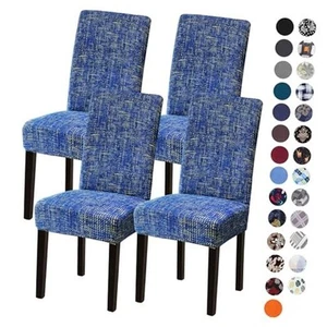 Dining Chair Covers,Kitchen Chair Cover,Parsons Chair 4 Pack Linen Blue - Picture 1 of 7